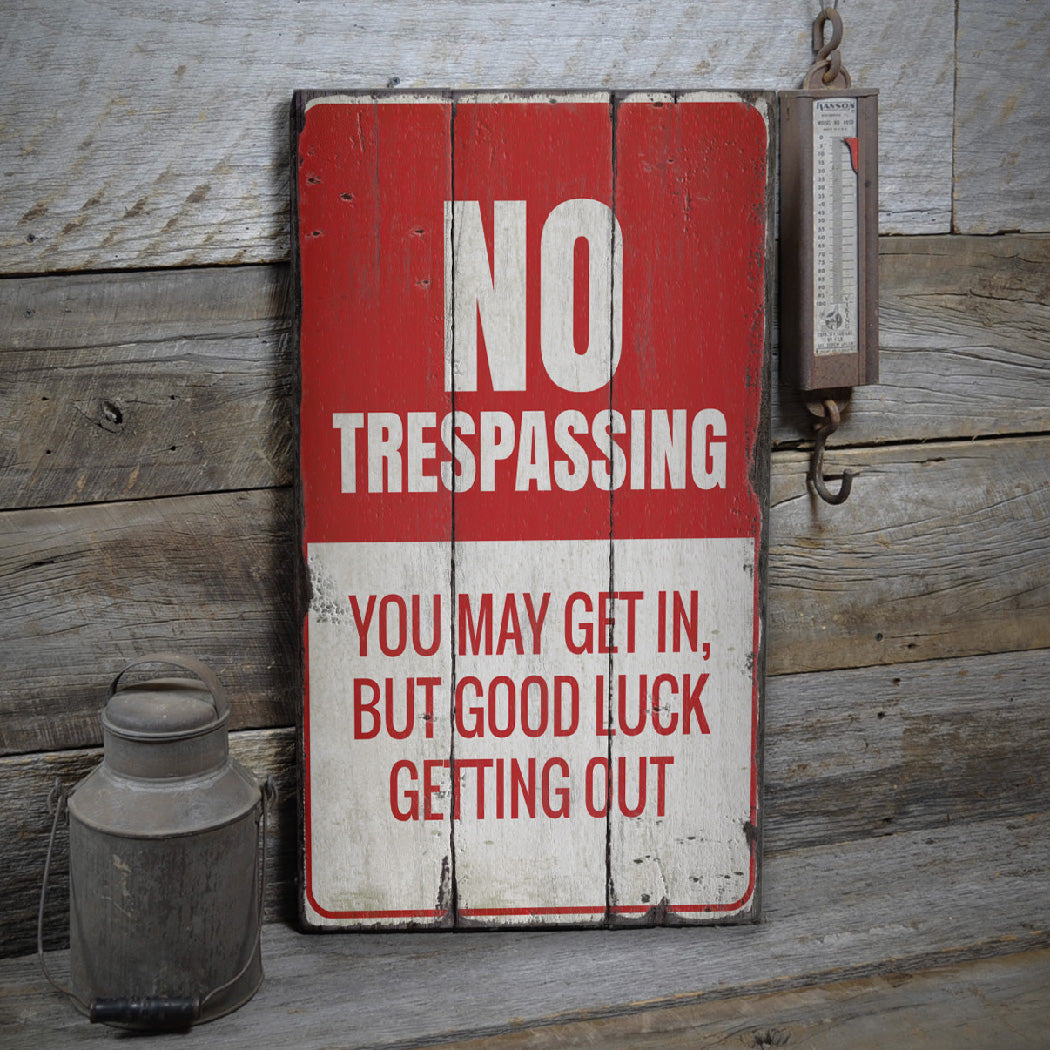 No Trespassing Rustic Wood Sign