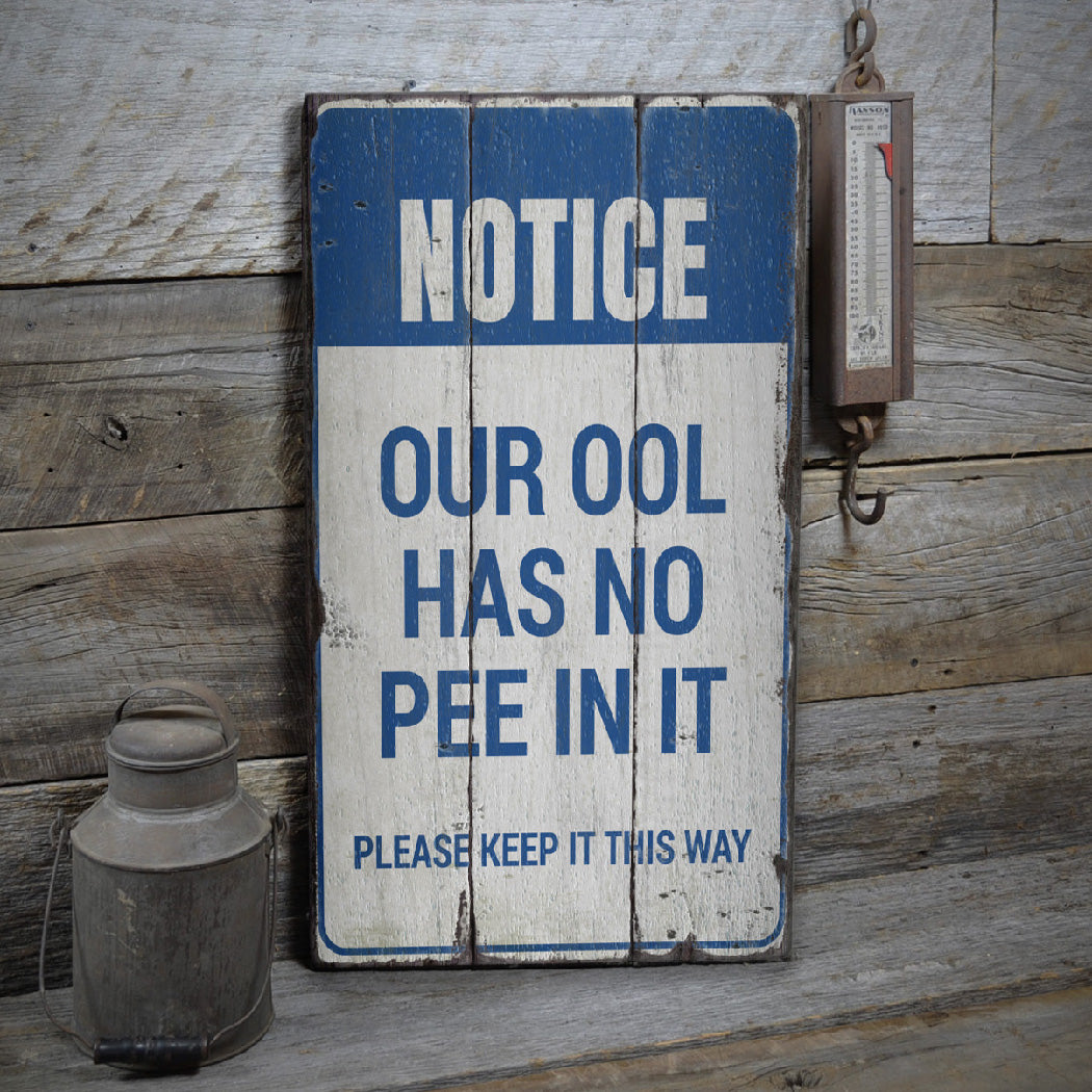 Witty Pool Rustic Wood Sign