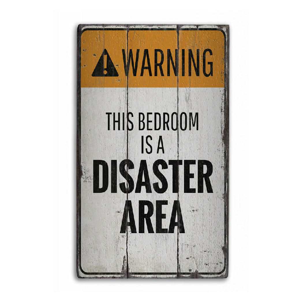 Bedroom Warning Rustic Wood Sign