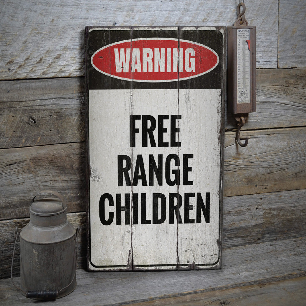 Free Range Children Rustic Wood Sign