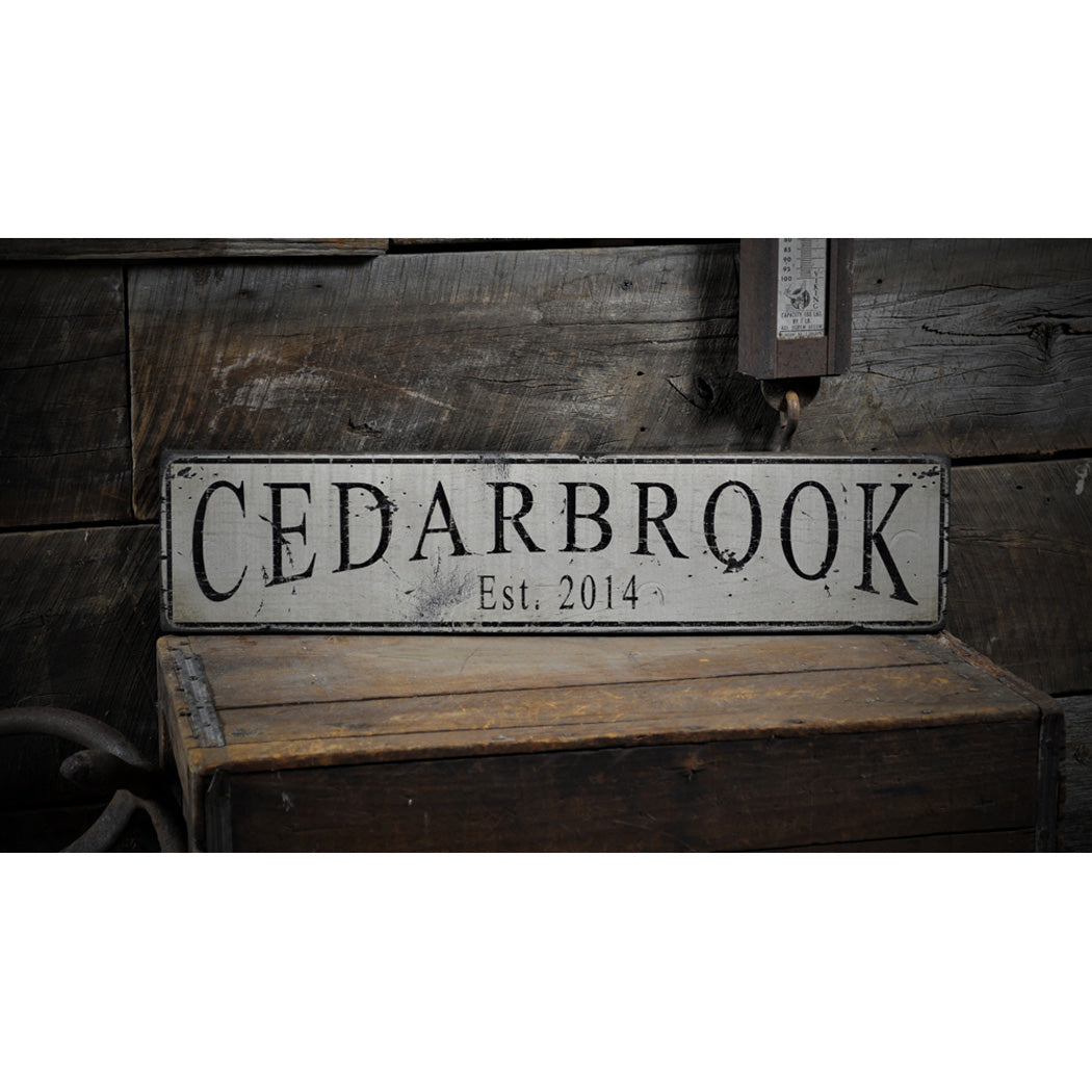 Name & Established Date Rustic Wood Sign