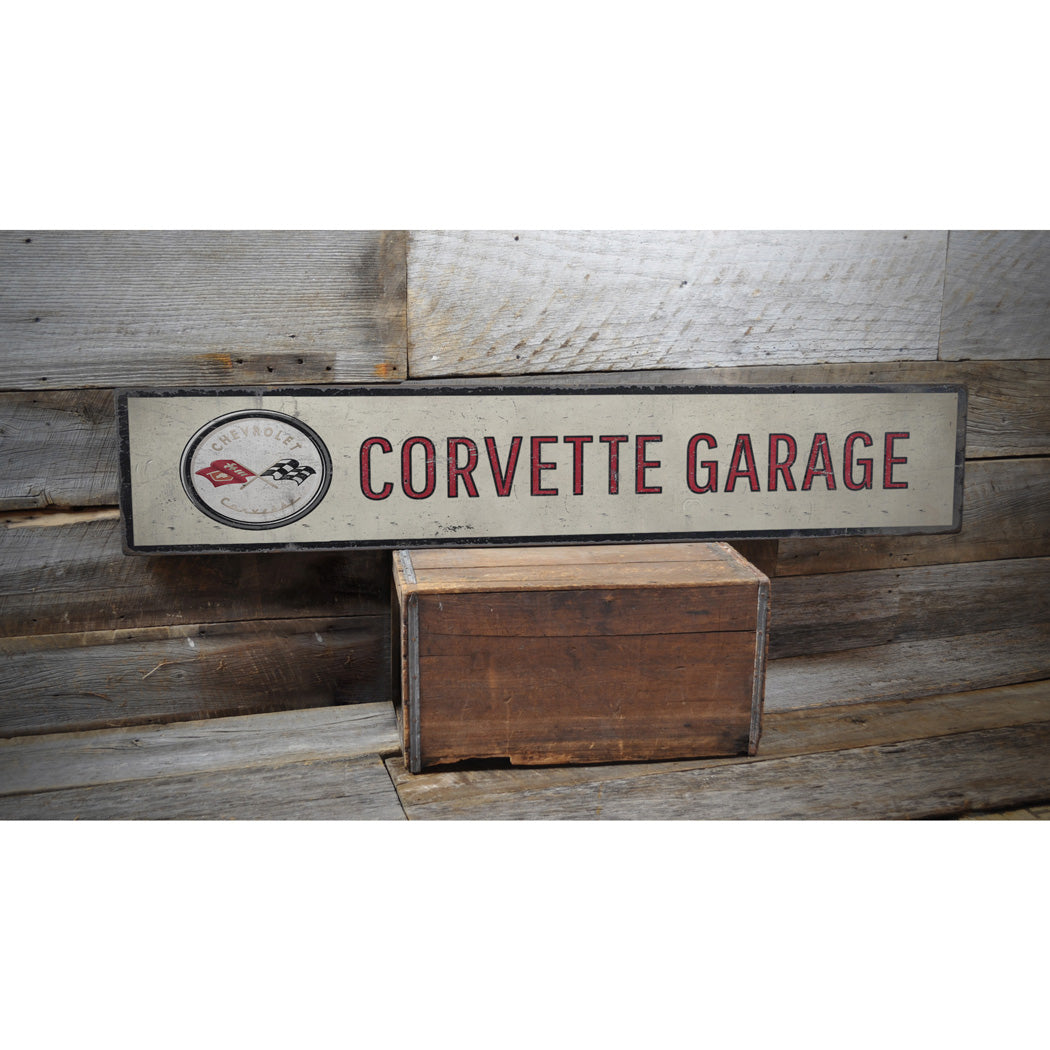 Corvette Garage Rustic Wood Sign