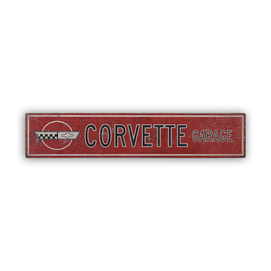 Chevy Corvette Rustic Wood Sign