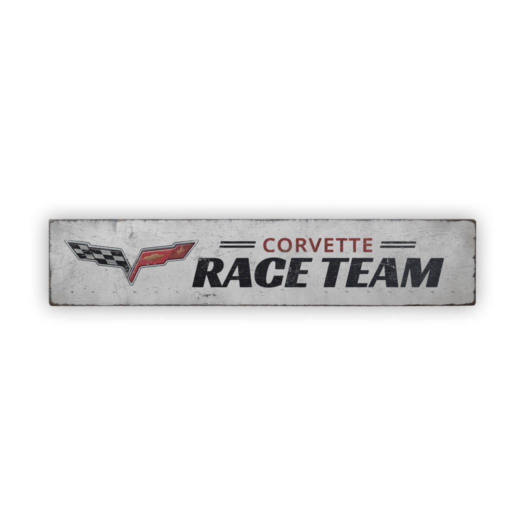 Corvette Race Team Rustic Wood Sign