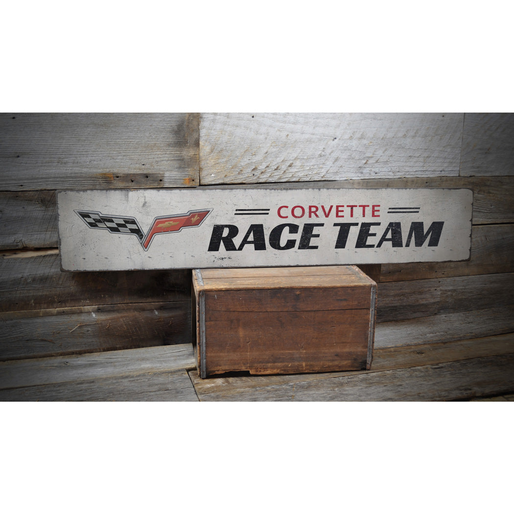 Corvette Race Team Rustic Wood Sign