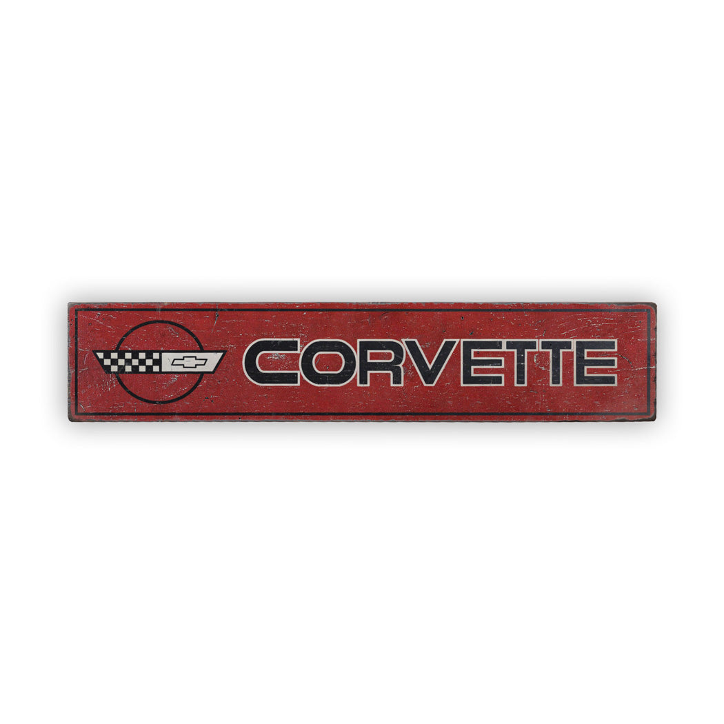 Corvette Rustic Wood Sign