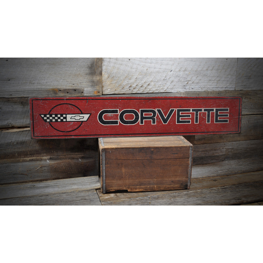 Corvette Rustic Wood Sign