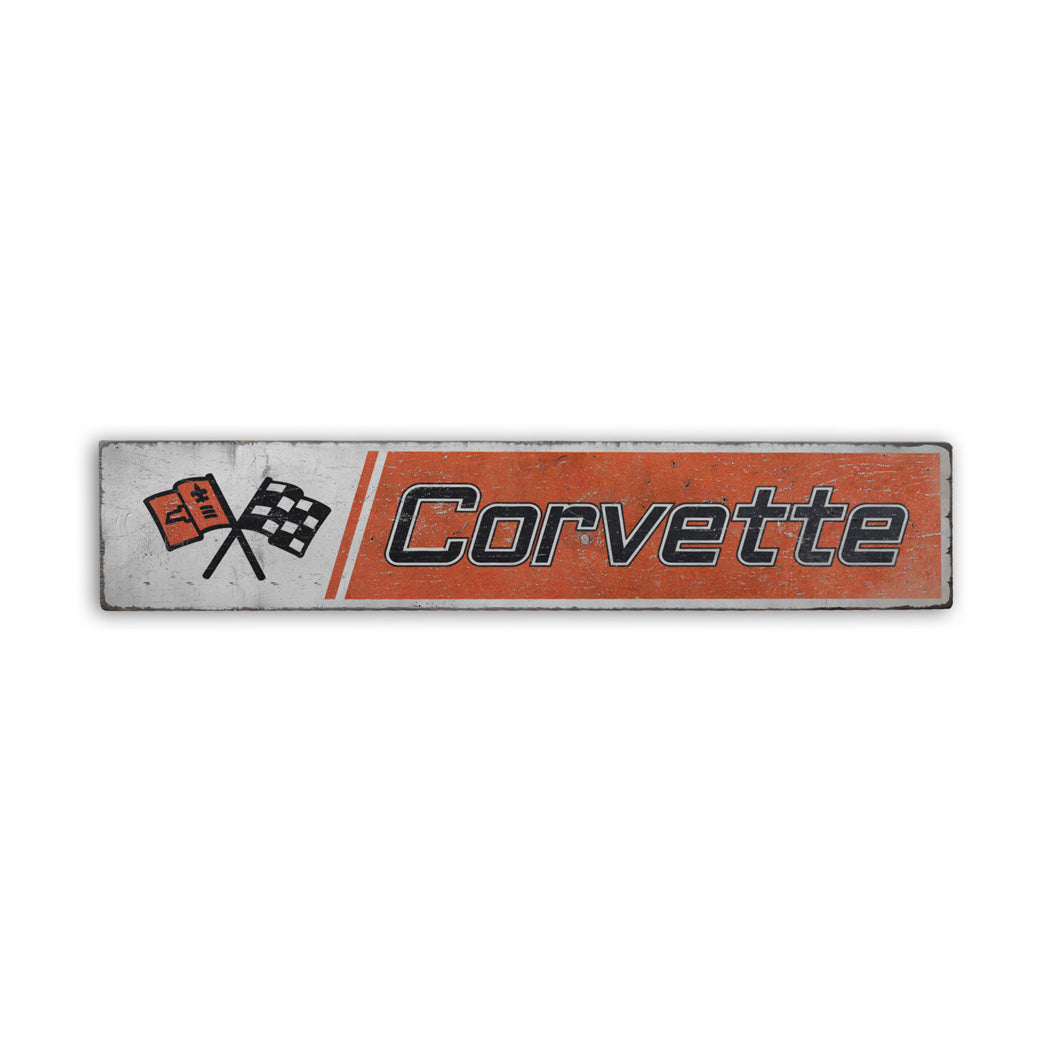 Novelty Corvette Rustic Wood Sign