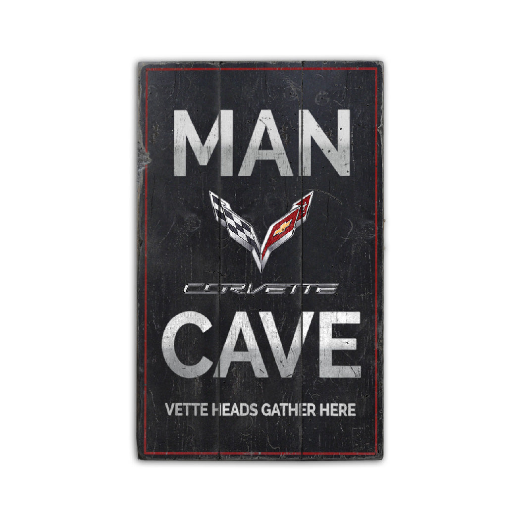 Corvette Man Cave Rustic Wood Sign