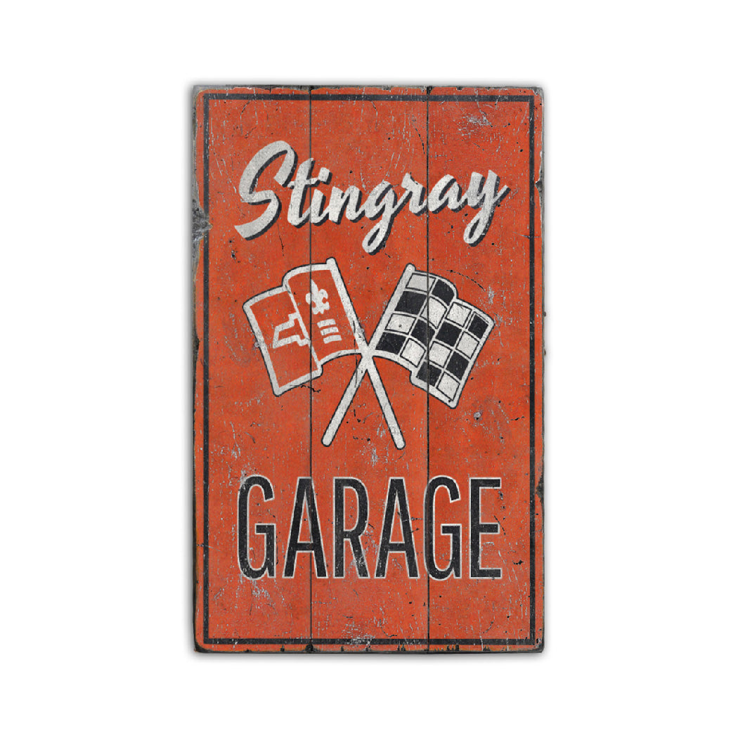 Stingray Garage Rustic Wood Sign