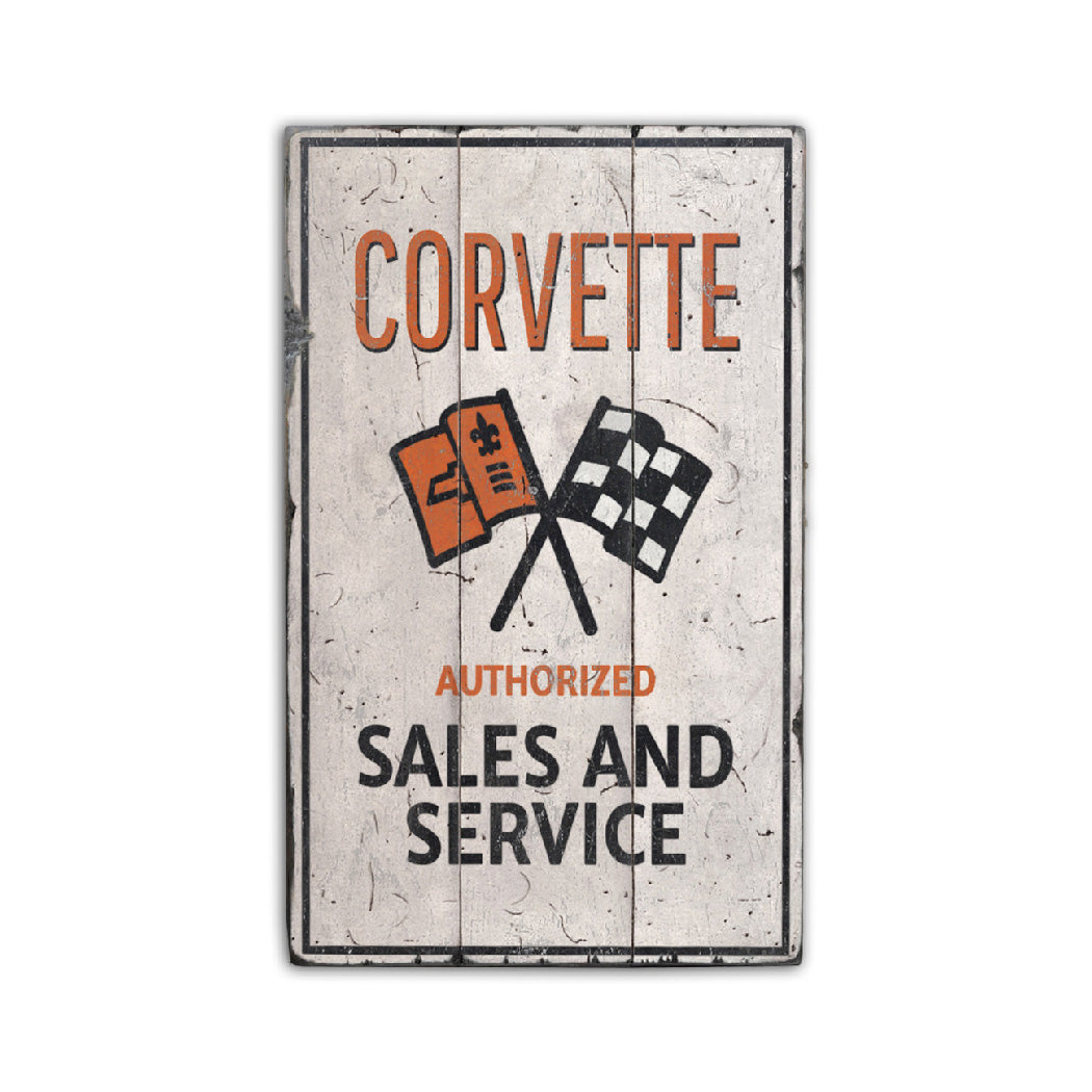 Corvette Authorized Service Rustic Wood Sign