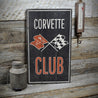 Corvette Club Rustic Wood Sign