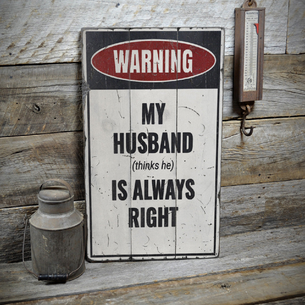 Funny Husband Gift Rustic Wood Sign