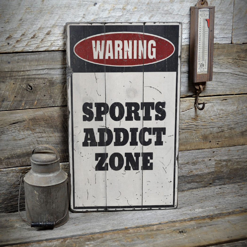 Sports Addict Zone Rustic Wood Sign