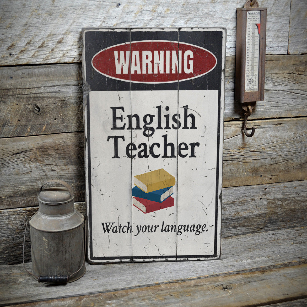 English Teacher Rustic Wood Sign