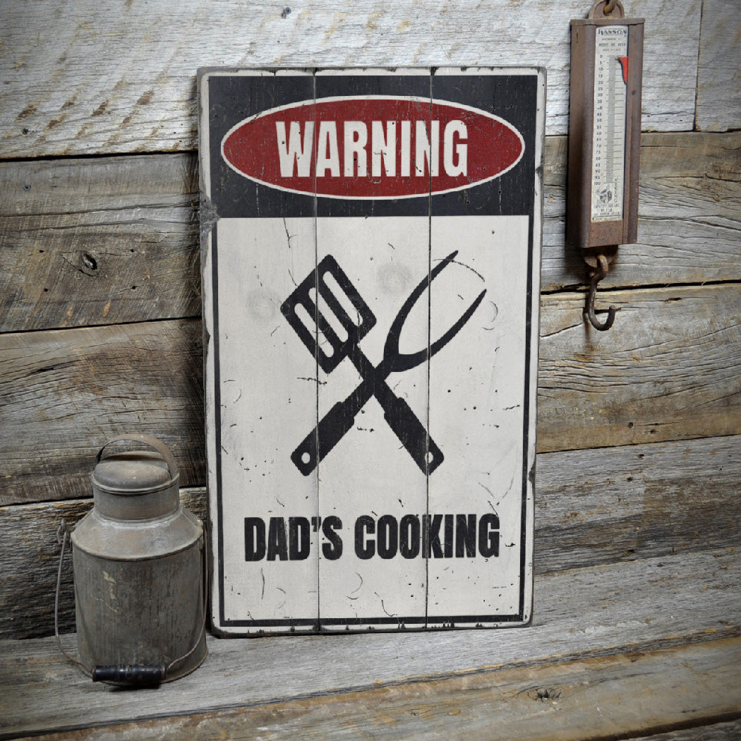 Dads Cooking Rustic Wood Sign