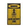 Warning Alien Activity Zone Rustic Wood Sign