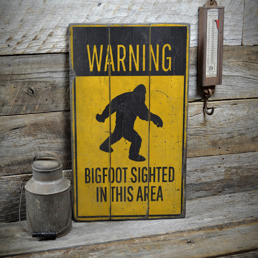 Bigfoot Sighted Rustic Wood Sign