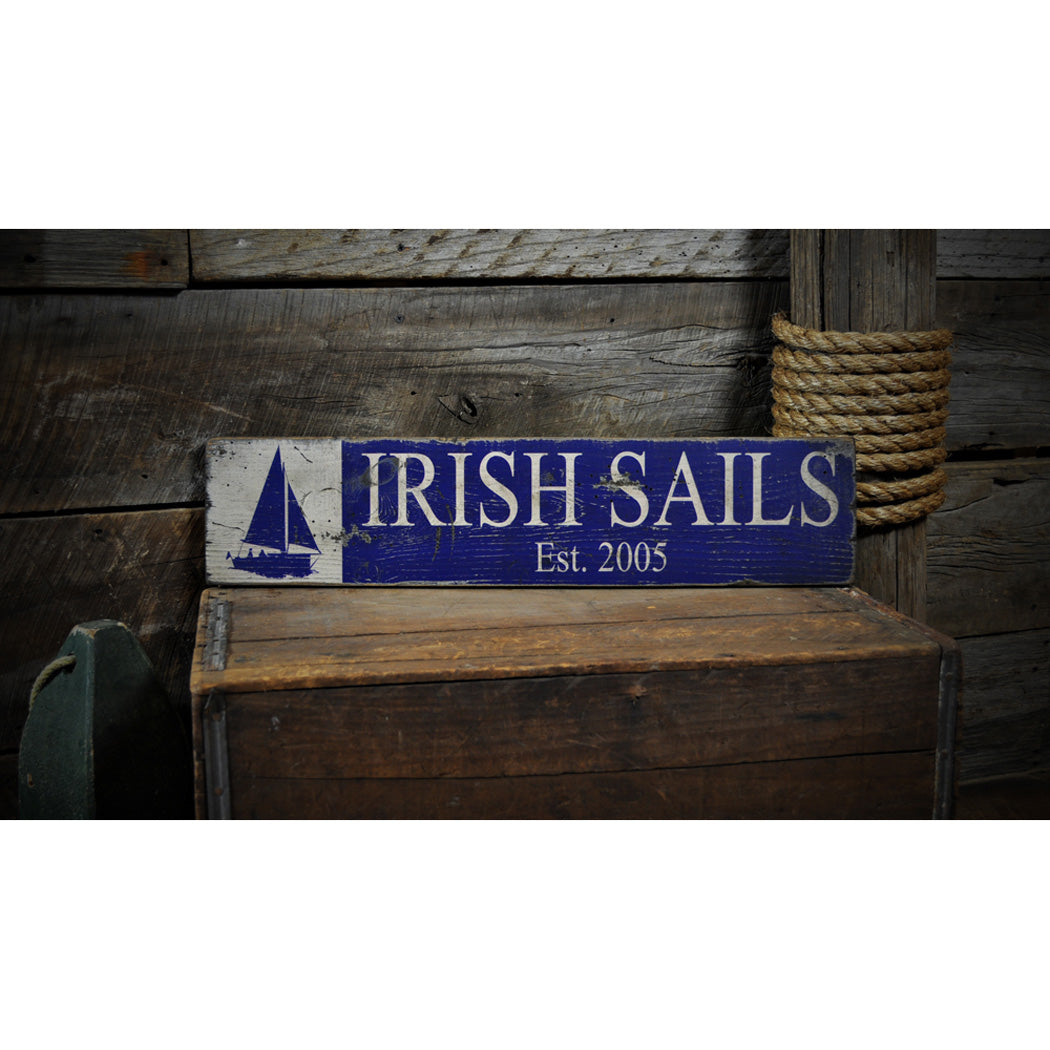 Family Sailboat Date Rustic Wood Sign