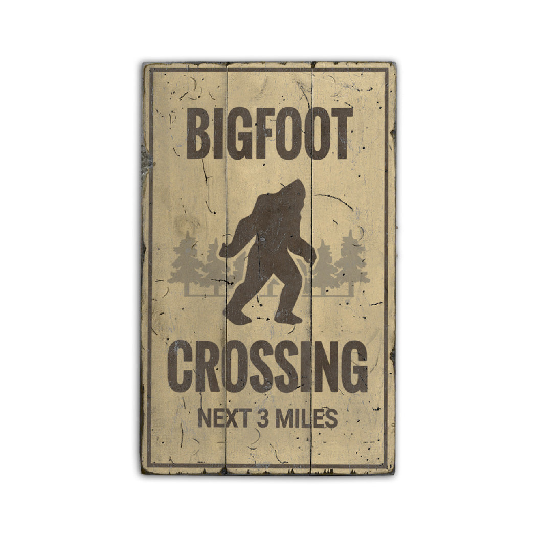 Bigfoot Crossing Rustic Wood Sign