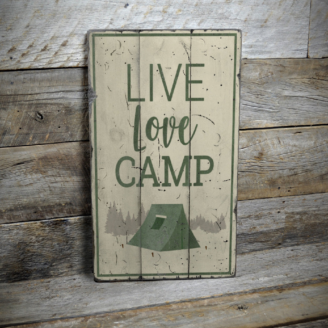 Live Love Camp Rustic Wood Sign