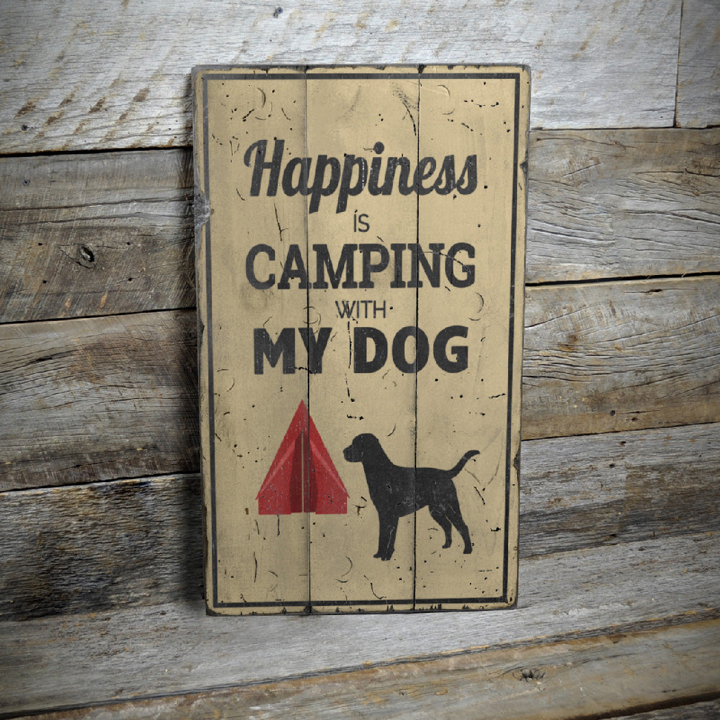 Camping with My Dog Rustic Wood Sign