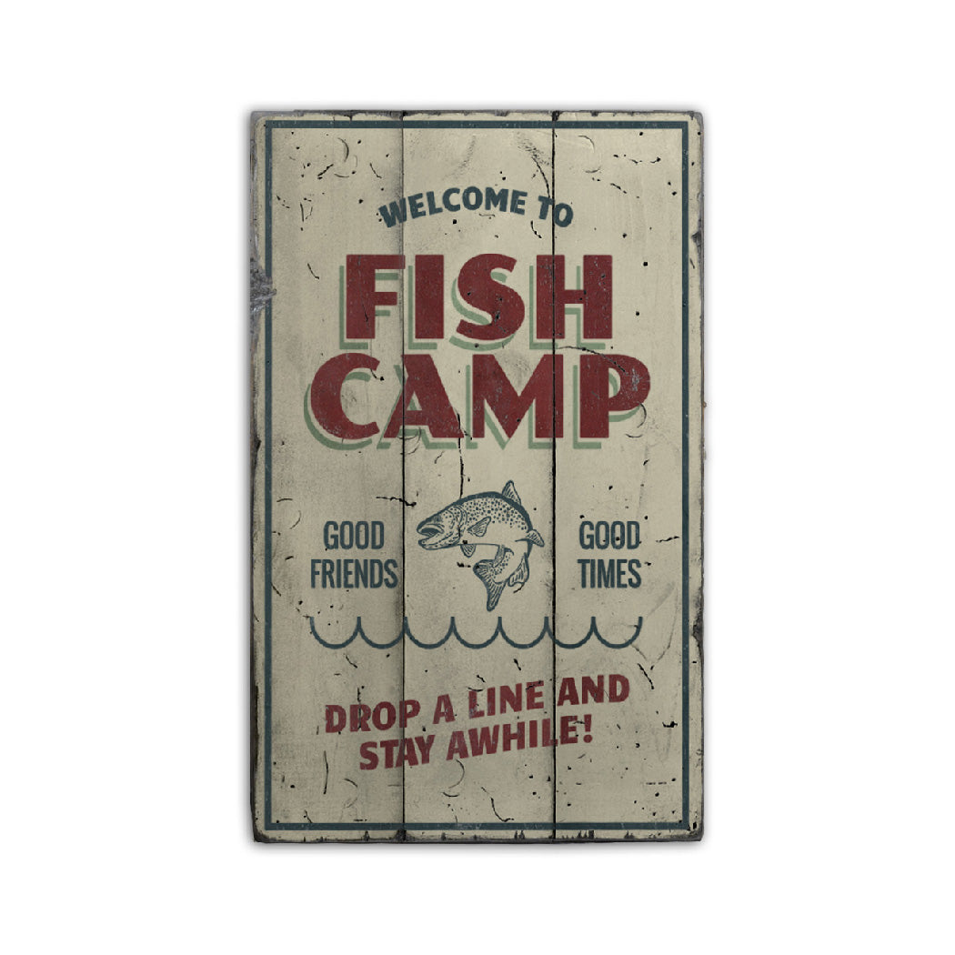 Fish Camp Welcome Rustic Wood Sign