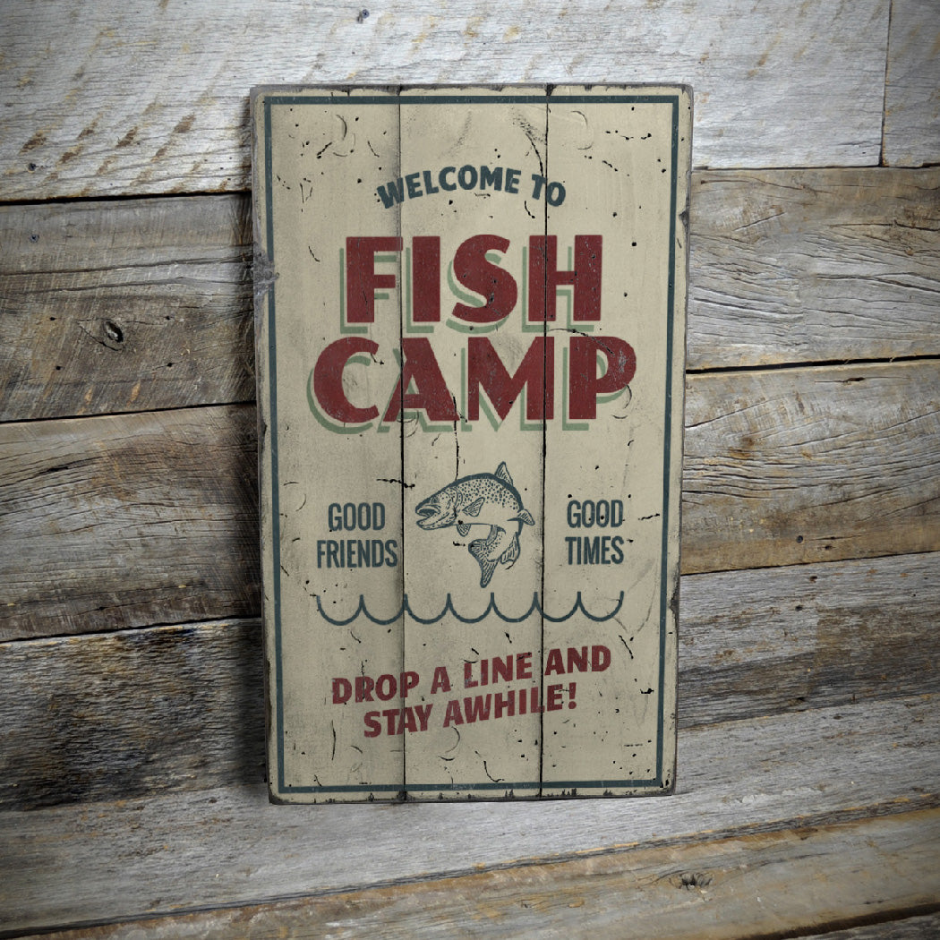 Fish Camp Welcome Rustic Wood Sign