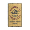 Mountain Top Camping Club Rustic Wood Sign