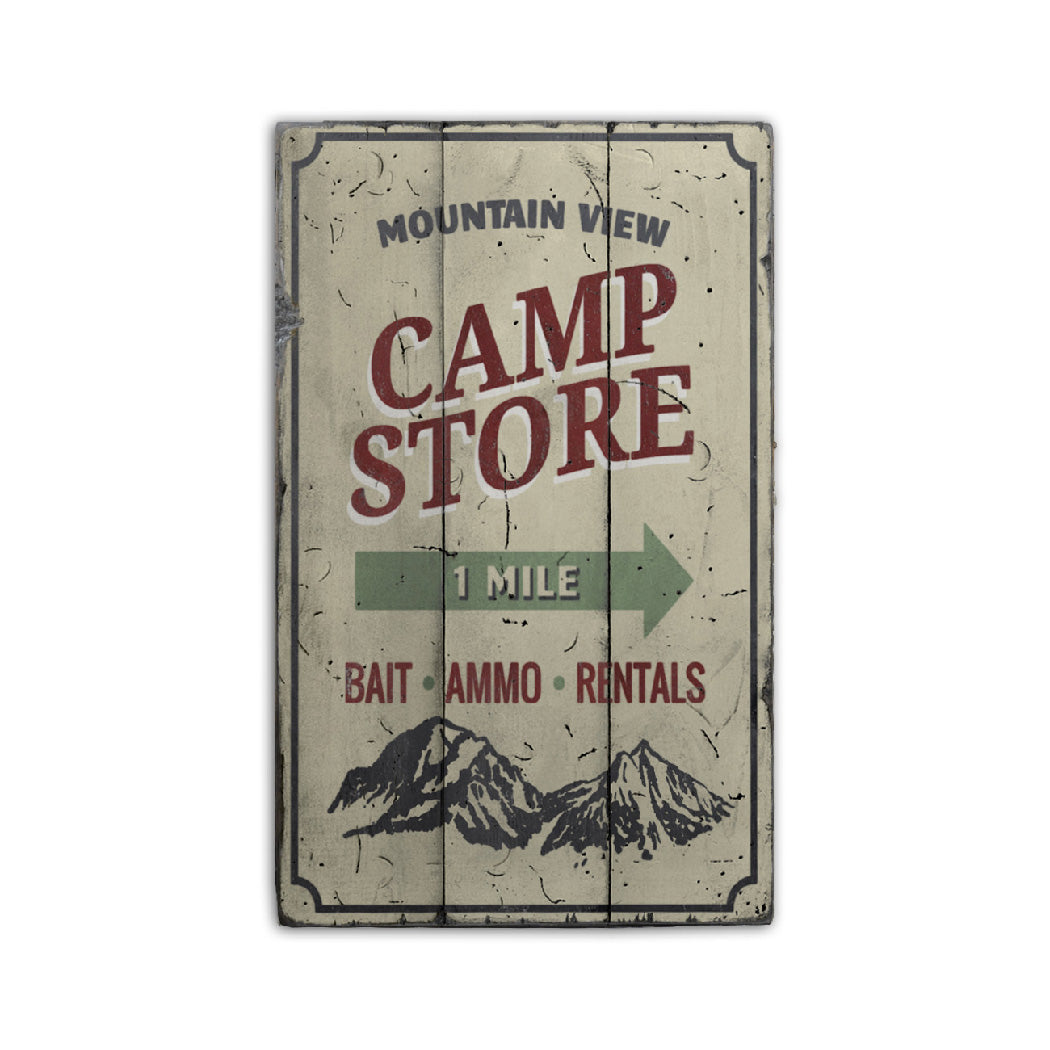 Mountain View Camp Store Rustic Wood Sign