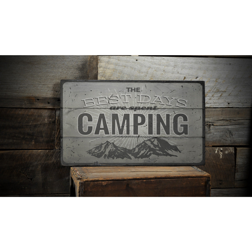 Best Days are Spent Camping Rustic Wood Sign