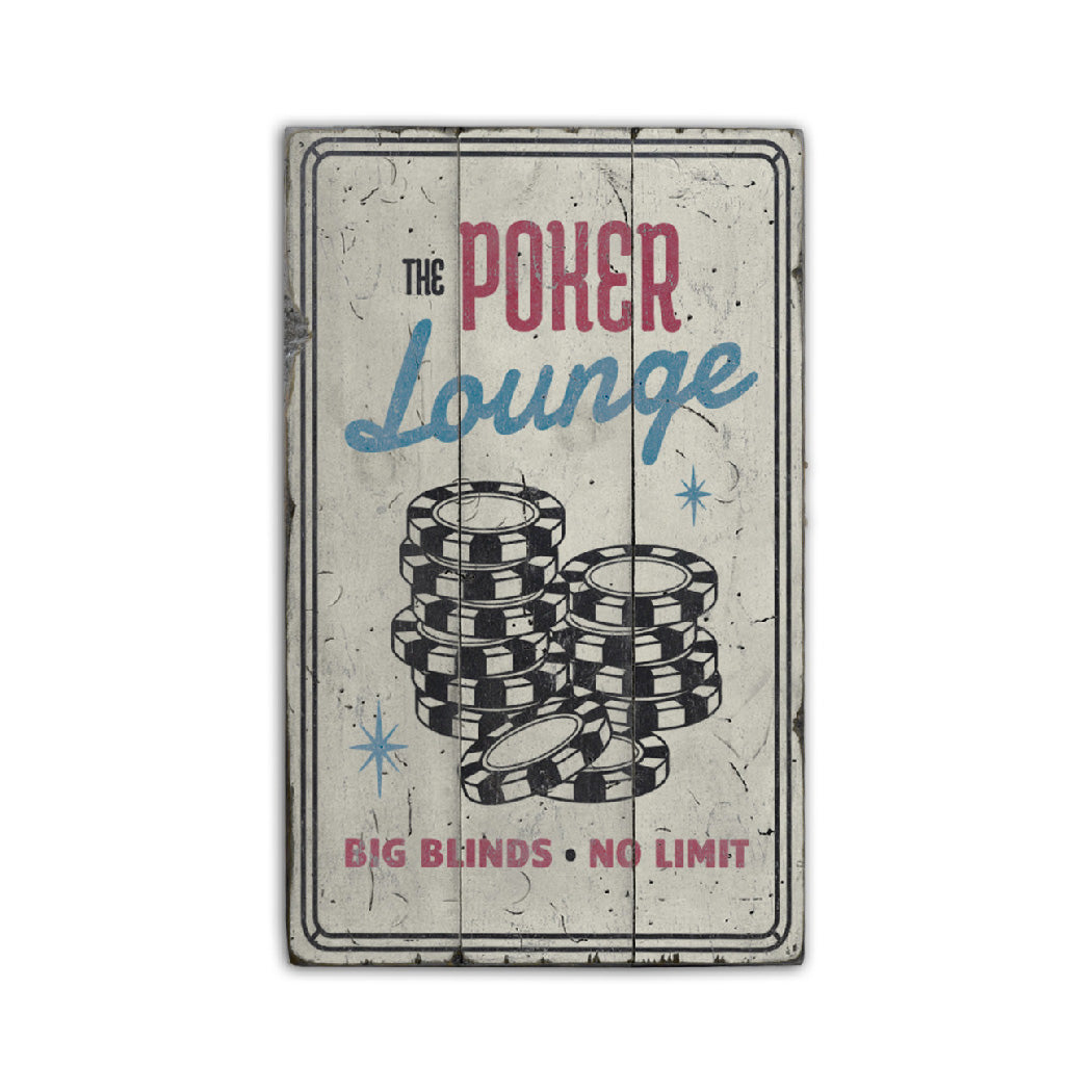 The Poker Lounge Rustic Wood Sign