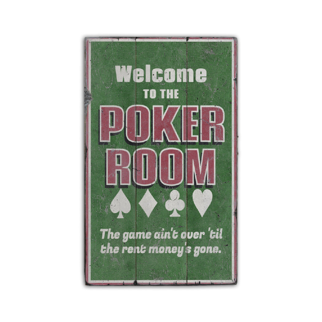 Poker Room Welcome Rustic Wood Sign