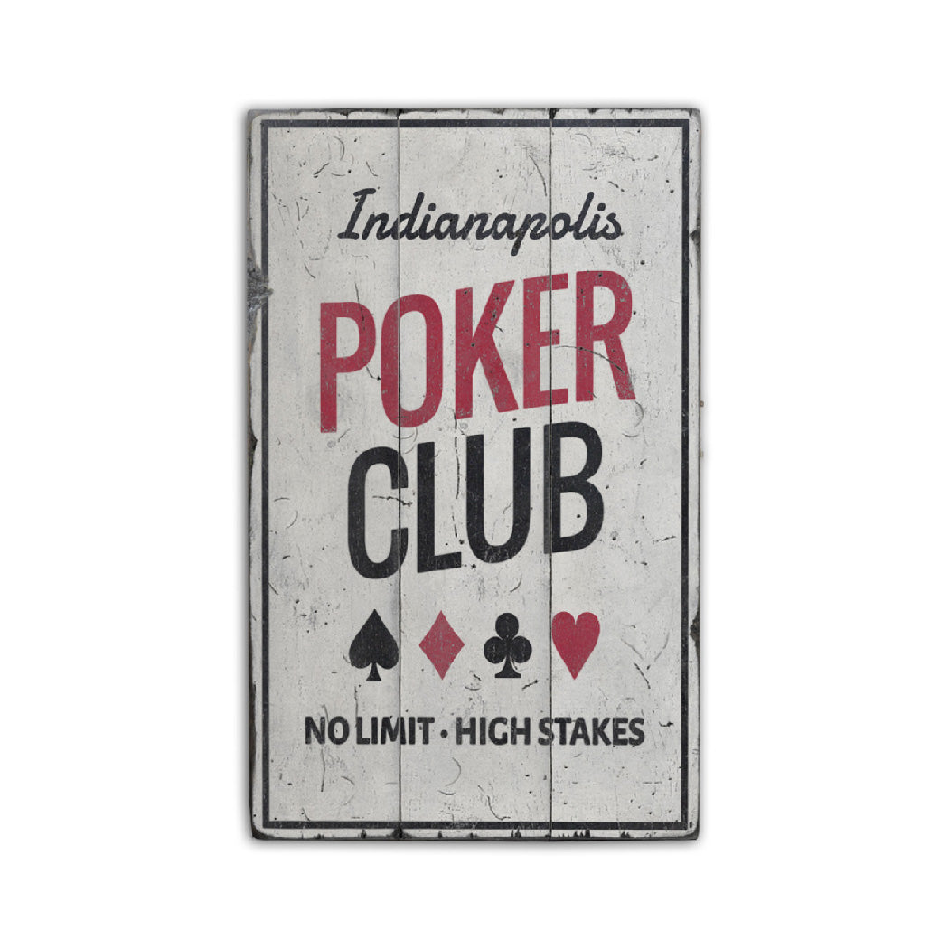 Poker Club Rustic Wood Sign