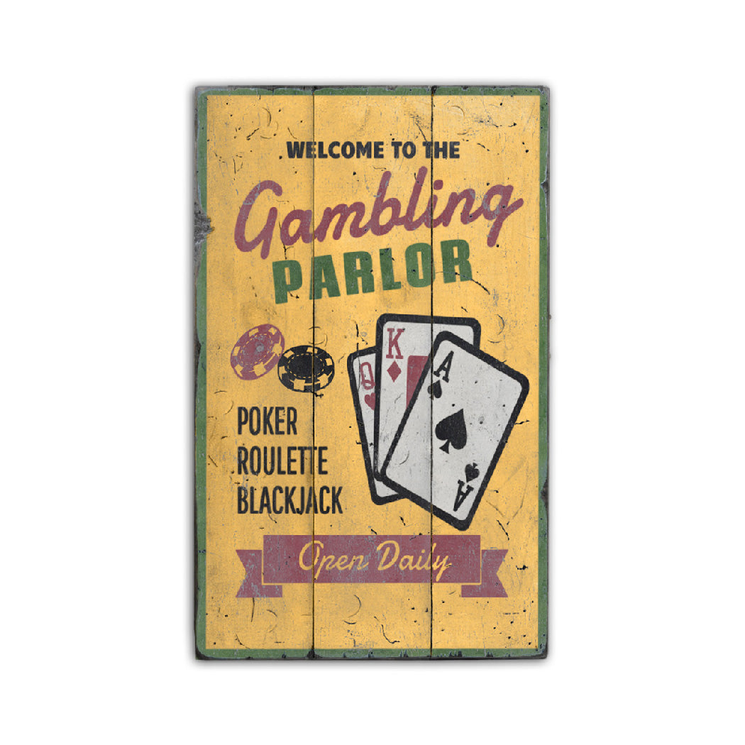 Gambling Parlor Rustic Wood Sign