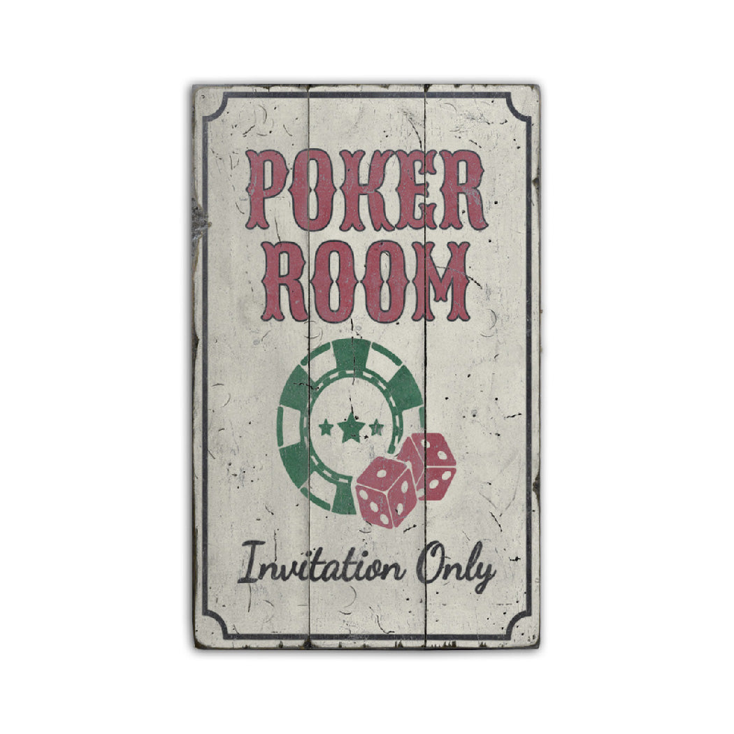 Poker Room Invitation Only Rustic Wood Sign