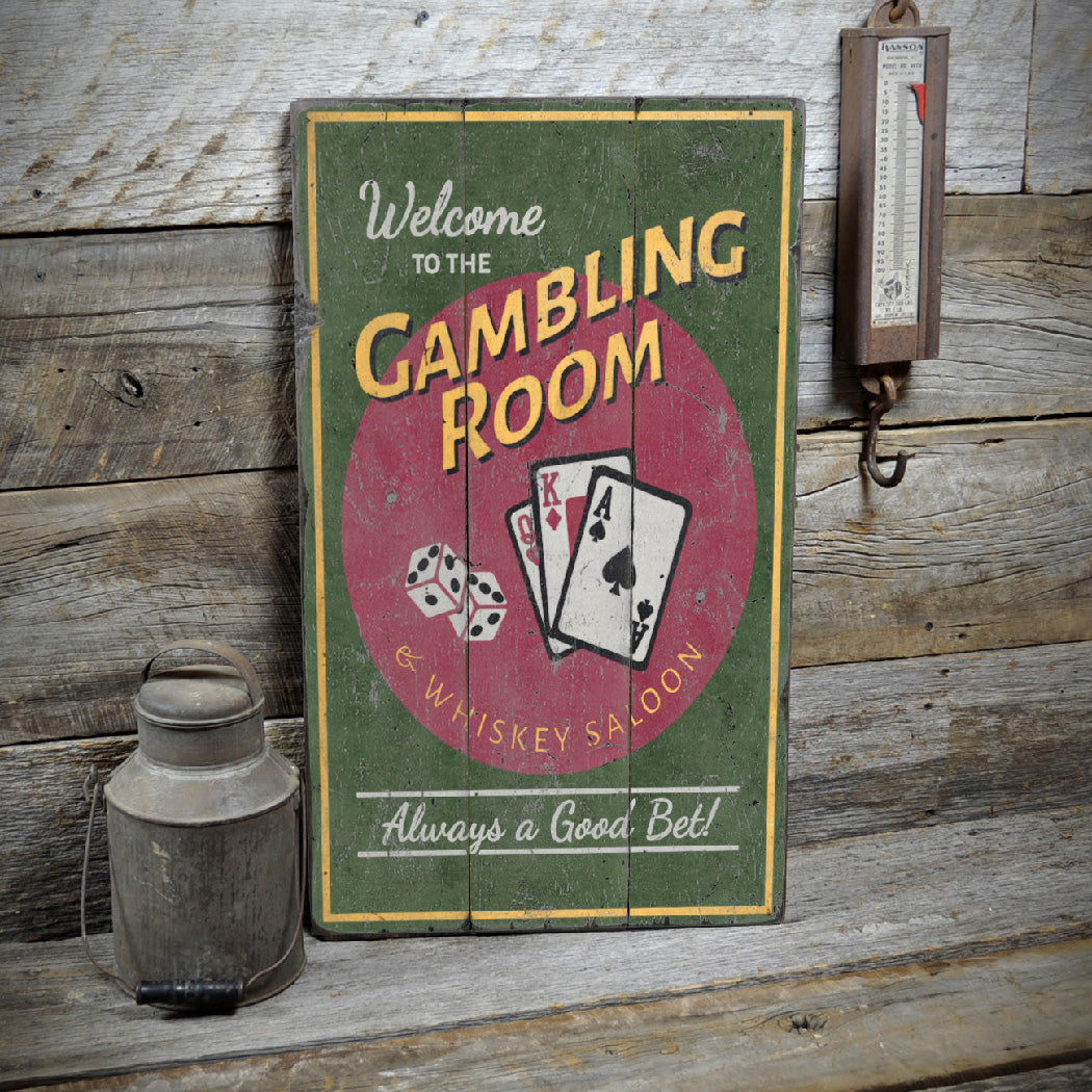 Gambling Room Rustic Wood Sign