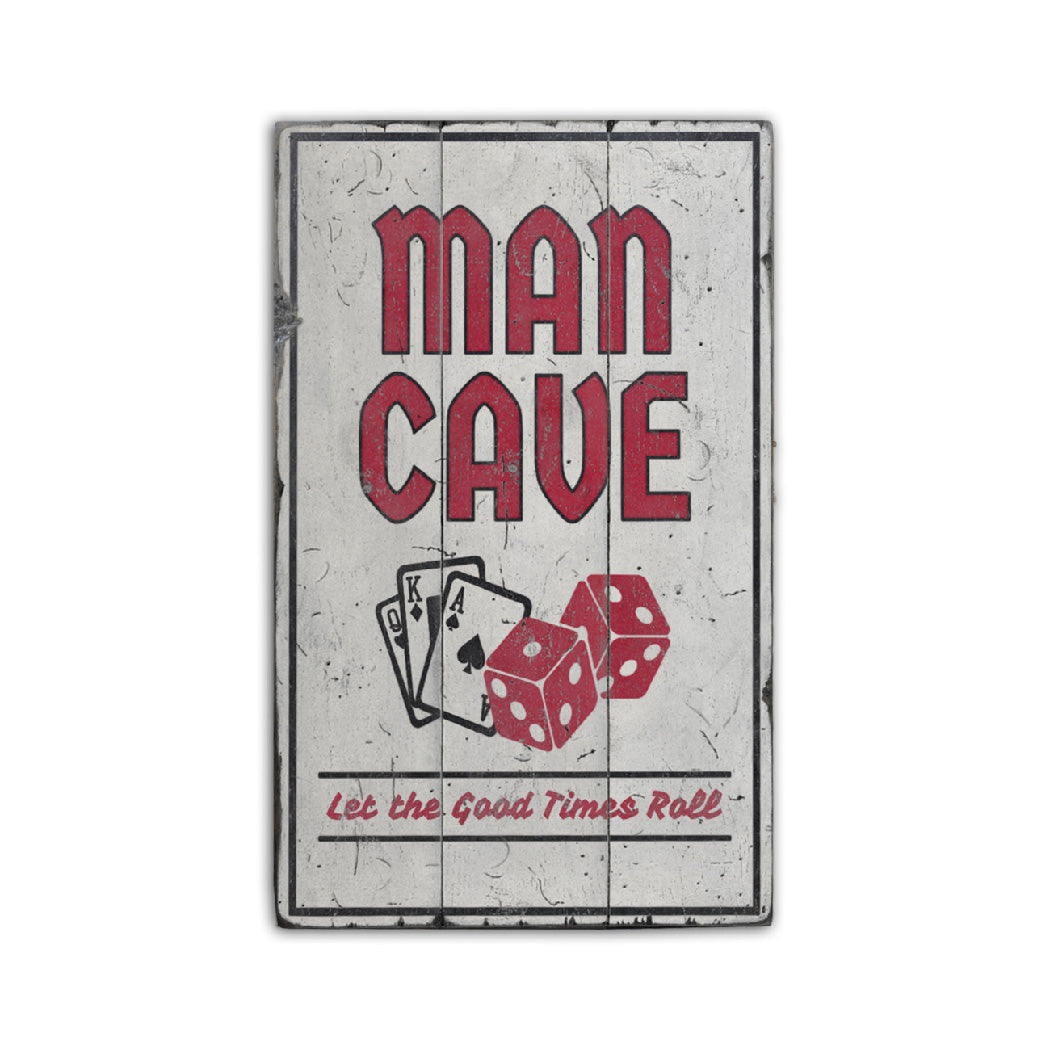 Man Cave Gambling Rustic Wood Sign