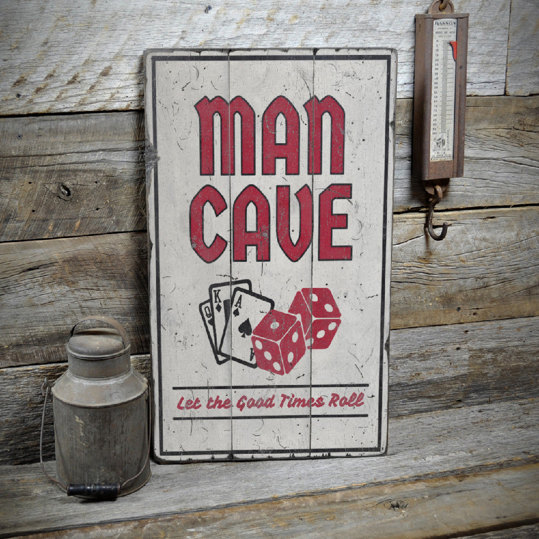 Man Cave Gambling Rustic Wood Sign