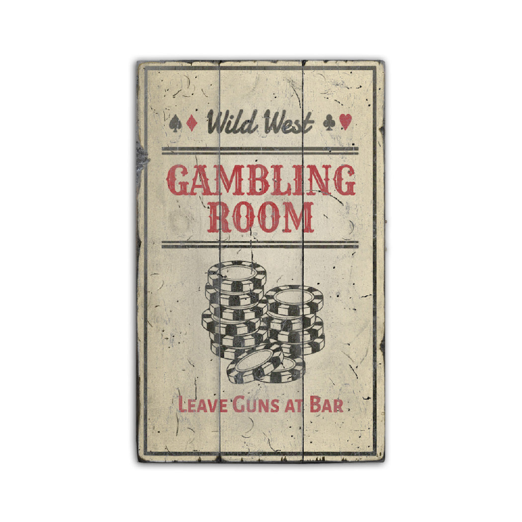 Wild West Gambling Room Rustic Wood Sign