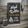 High Roller Casino Rustic Wood Sign