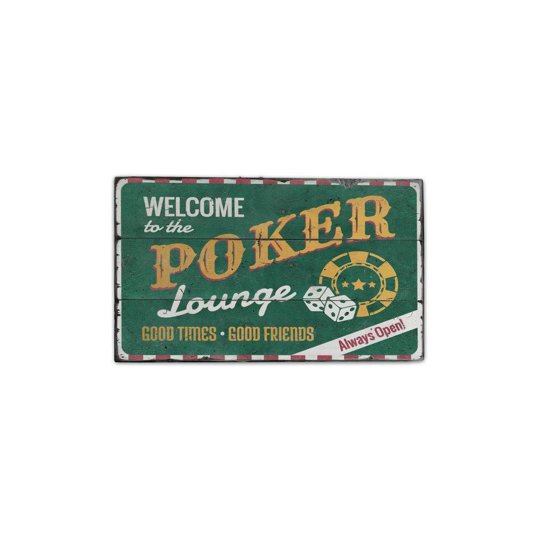 Poker Lounge Welcome Rustic Wood Sign