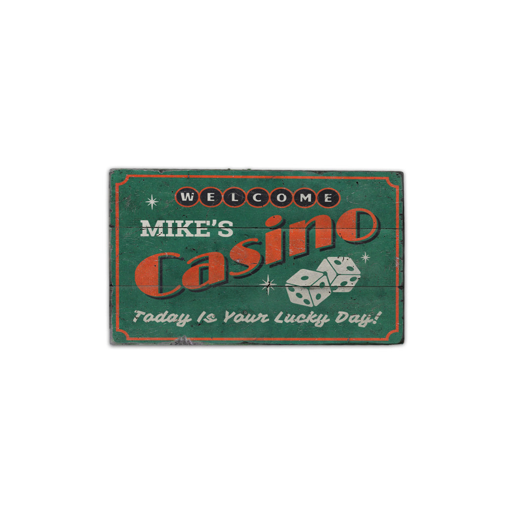 Casino Welcome Rustic Wood Sign