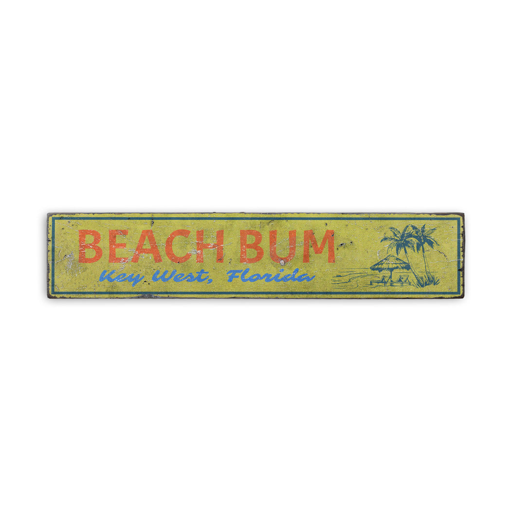 Beach Bum Key West Rustic Wood Sign