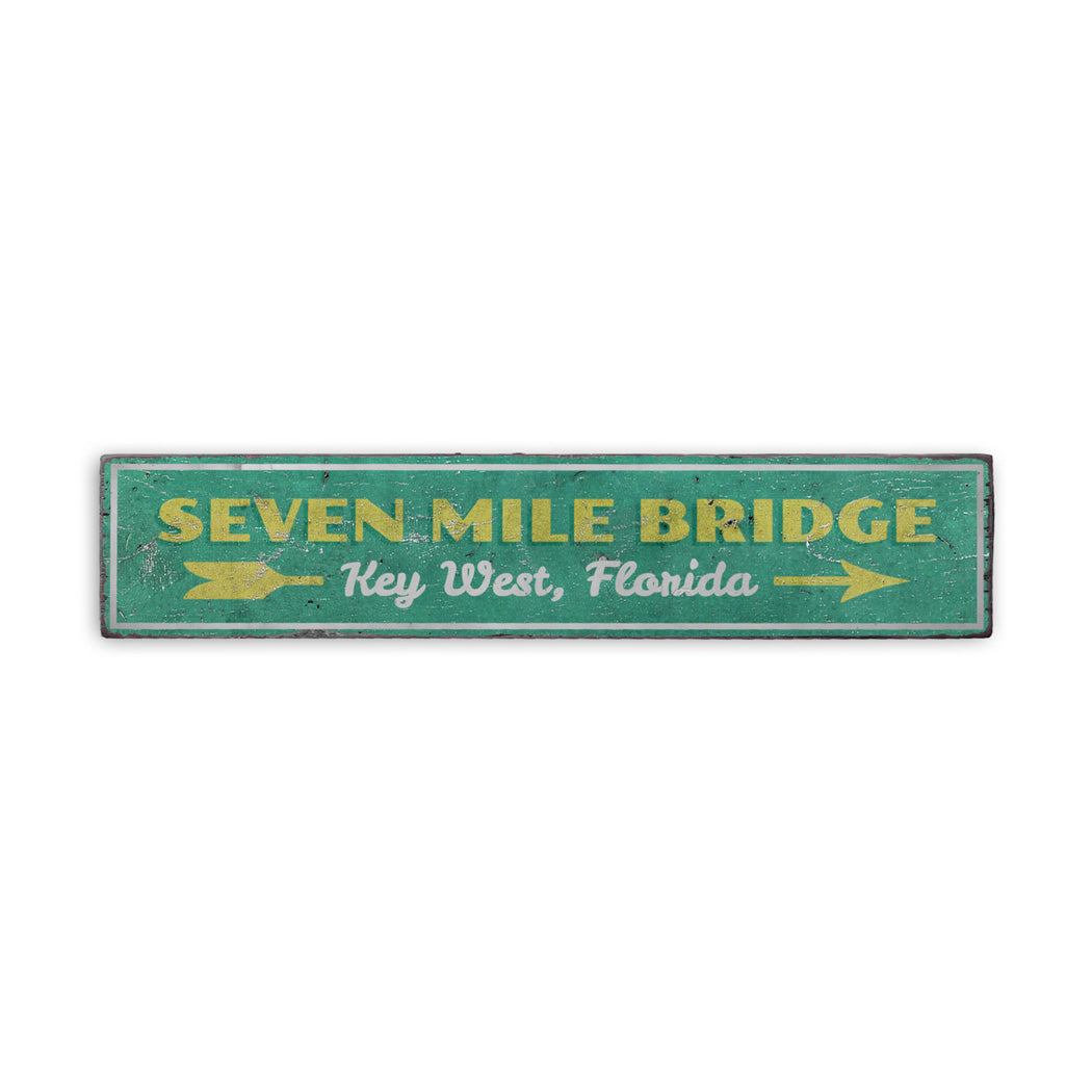 7 Mile Bridge Rustic Wood Sign