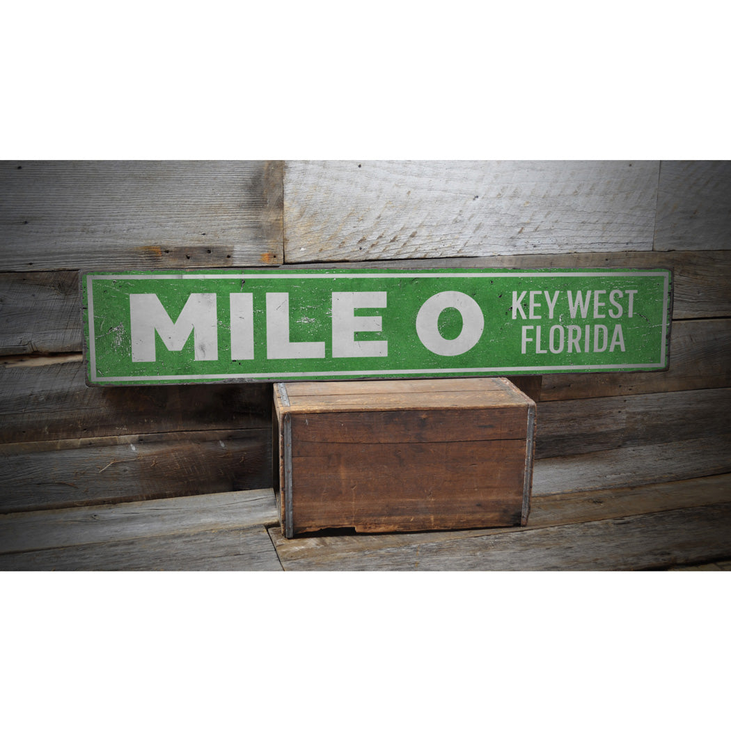 Mile 0 Key West Rustic Wood Sign