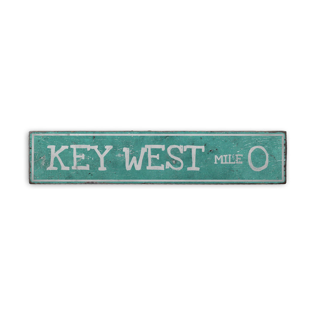 Key West Mile Marker Rustic Wood Sign