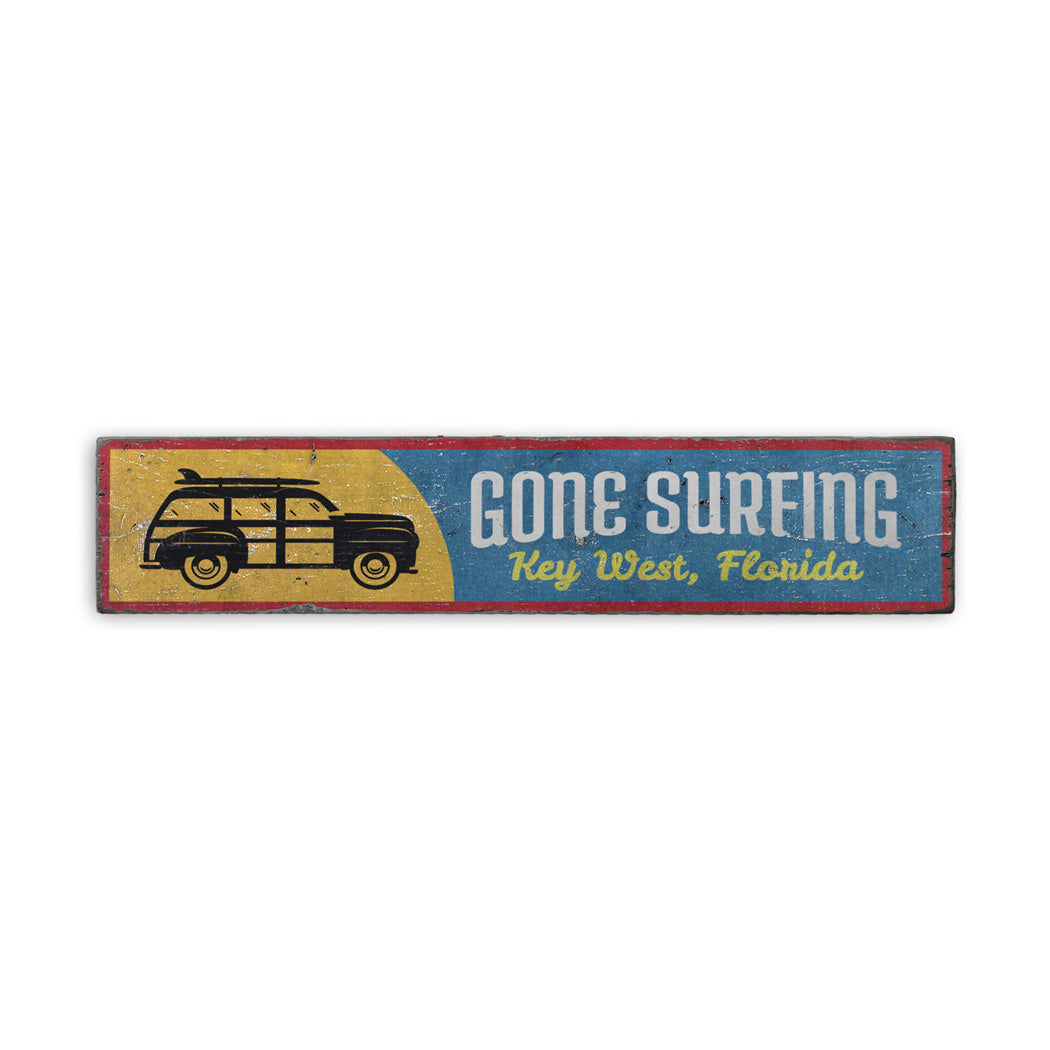 Gone Surfing Key West Rustic Wood Sign