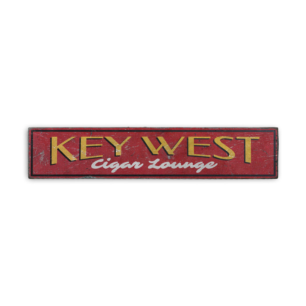 Key West Cigar Lounge Rustic Wood Sign