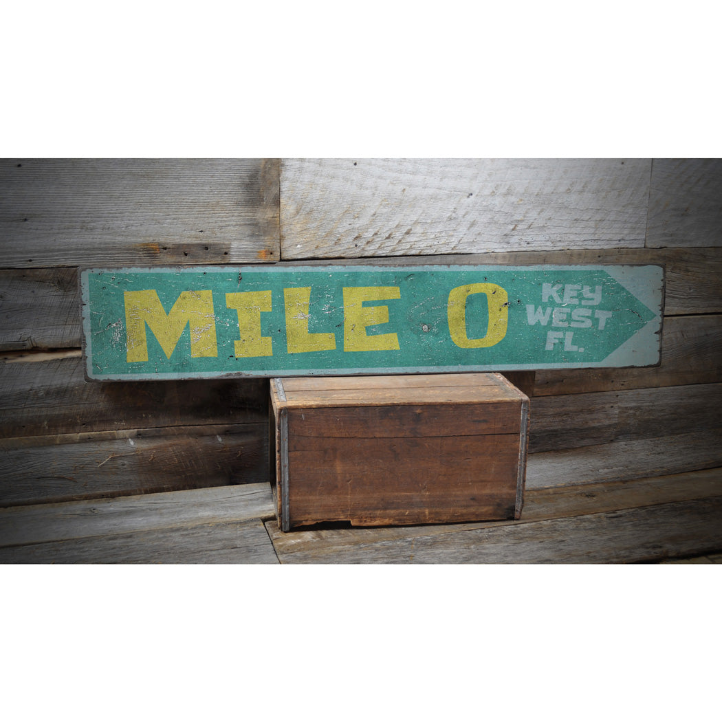 Mile Marker 0 Rustic Wood Sign